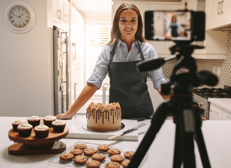 Women Bakery Business Filming Social Media Content